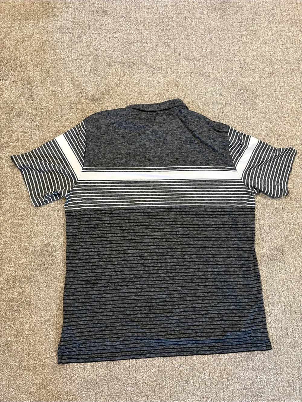 Adidas Men's Grey Striped Polo Shirt - Performance Style